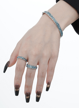 设计师品牌海蓝色情侣戒指