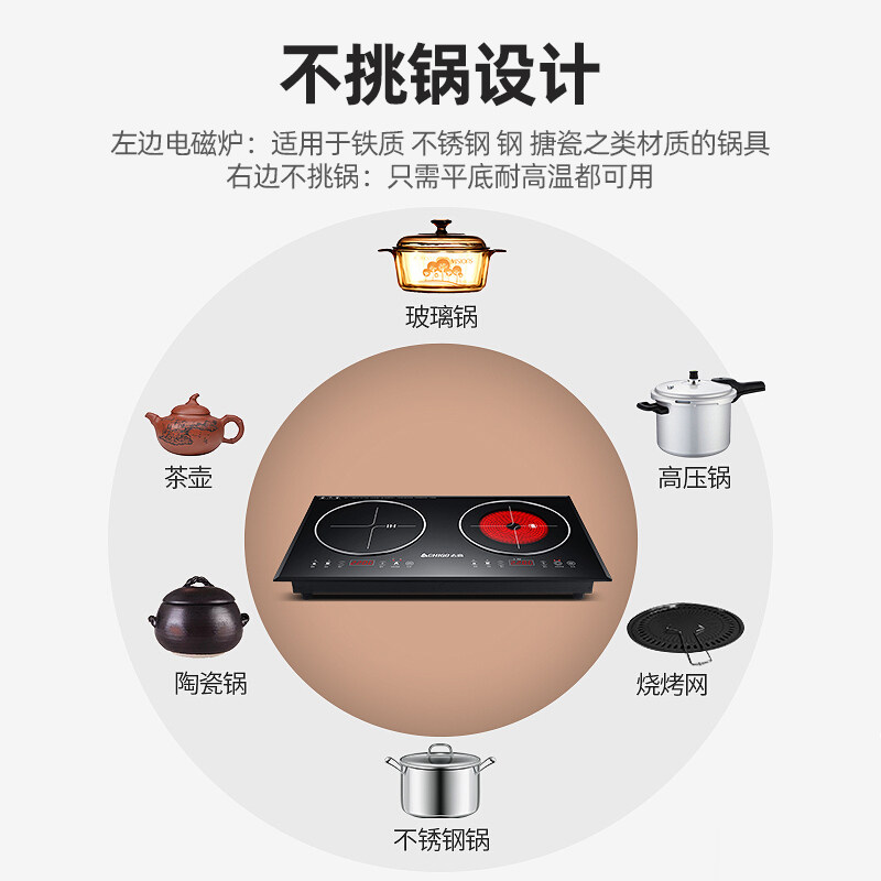 志高电灶家用双灶嵌入式双头灶台 志高亿用电磁炉/陶炉
