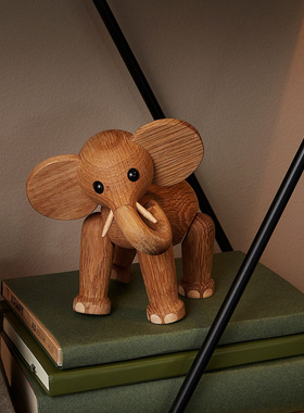 芬兰代购Spring Copenhagen大象河马小象橡木质桌面摆件玄关装饰