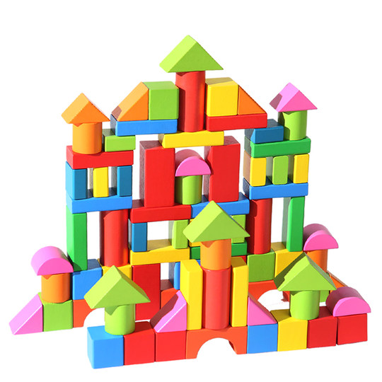 Puzzle-Bausteine, große Früherziehungsspielzeuge aus Massivholz