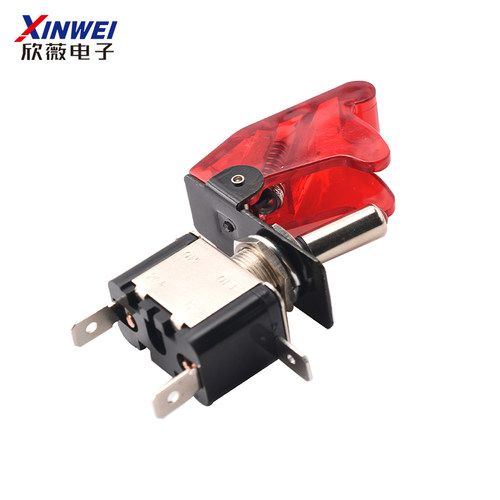 ASW-07D钮子开关 带LED灯汽车改装开关 保护盖 12V20A摇臂开关 - 图0
