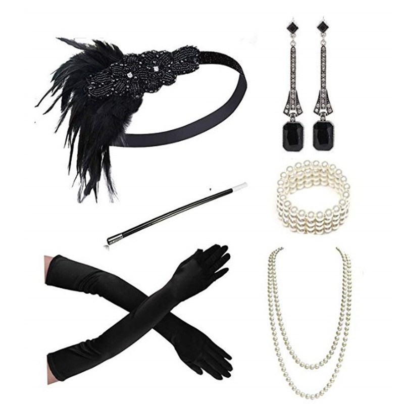 5Pcs 1920S Headband The Great Gatsby Cosplay Accessories Set-图3