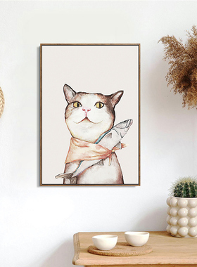 小清新风猫咪温馨卧室墙面装饰画