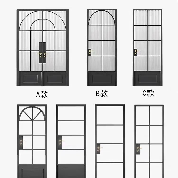 法式复古老铁门玻璃门卫生间门极简平开门厕所门包厢门店铺门定制 - 图2