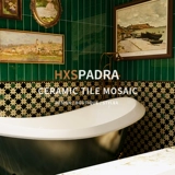 HXSPADRA RETRO Гонконг -стиль камень Большой цветок зеленый мозаичный фона стена темно -зеленый мраморный балкон балкон кирпич