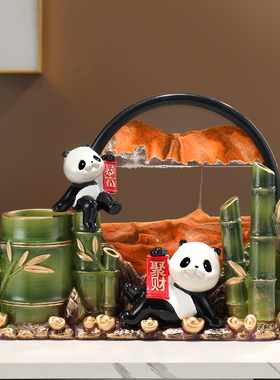 熊猫竹子笔筒轻奢高级感桌面摆件