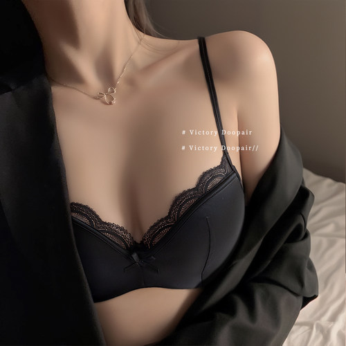 维多利亚多培尔性感法式蕾丝内衣女薄款聚拢大胸显小上托纯欲文胸 - 图1