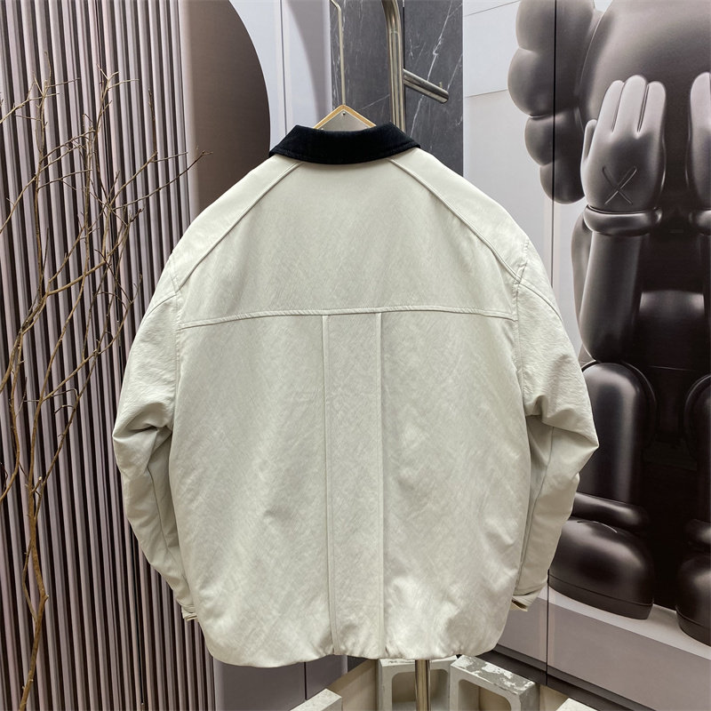 Spring minimalist lapel zipper short warm men's cotton coat
