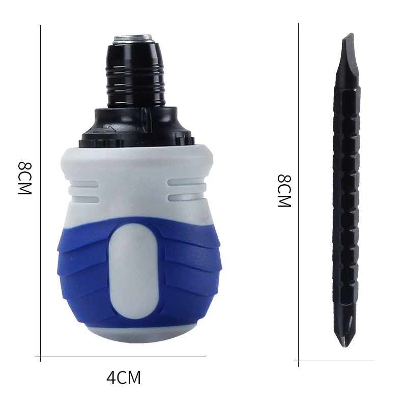 厂家直销肥仔棘轮两用螺丝刀十字一字迷你改锥批伸缩省力双头起子