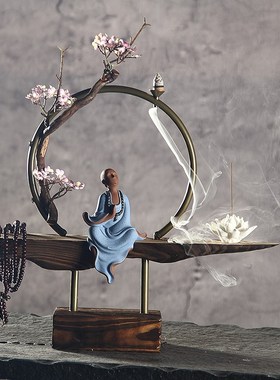 门厅新中式风过道花艺小摆件