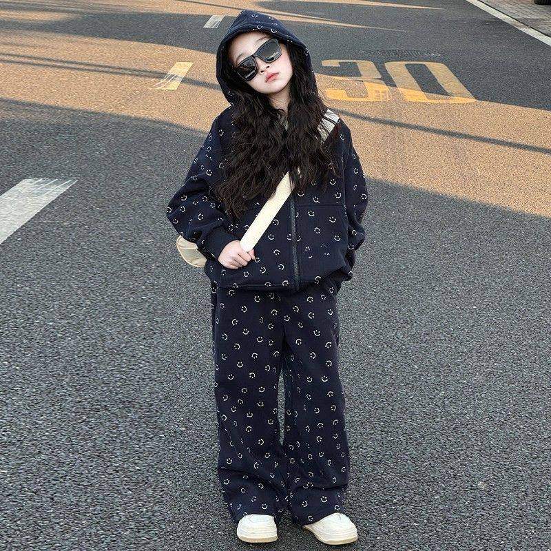 女童春秋款套装2025秋装洋气时髦儿童韩系大童外套阔腿裤两件套潮,淘宝优惠券,粉丝福利购,淘宝优惠卷