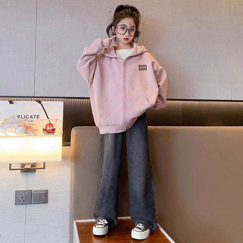 女童外套秋冬季韩版女孩时髦洋气连帽卫衣中大童加绒加厚百搭夹克,淘宝优惠券,粉丝福利购,淘宝优惠卷