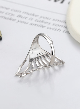 925纯银大翅膀羽毛戒指女生
