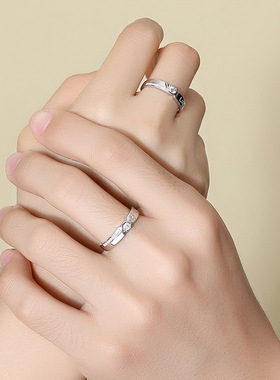 S925纯银镶钻爱心形戒指男