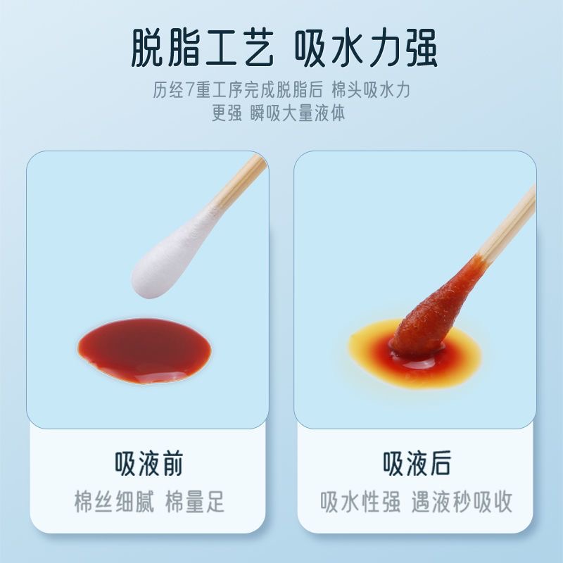 可孚医用棉签无菌消毒棉棒一次性婴儿棉花木棒药用化妆小包装