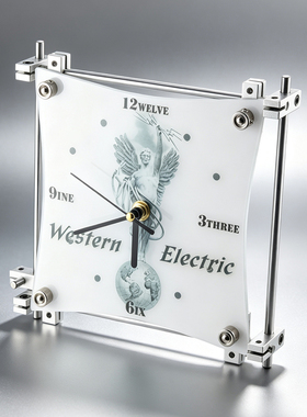 西电Western Electric台钟 亚克力面板金属光轴支架 桌面装饰时钟