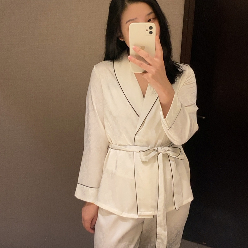 张雨绮姐姐同款春秋睡衣女高级感国风丝绸新中式带胸垫三件套套装,淘宝优惠券,粉丝福利购,淘宝优惠卷