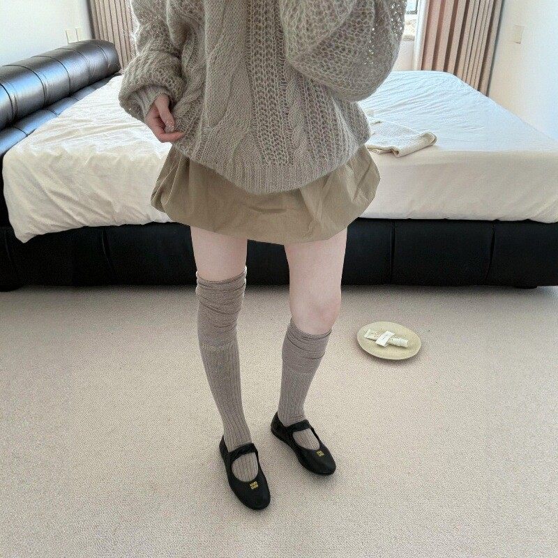 秋冬卡其色长筒袜女咖啡色高筒袜米白色大腿袜日系拼接烟灰过膝袜,淘宝优惠券,粉丝福利购,淘宝优惠卷