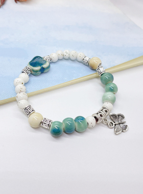 一串珠新中式饰品创意手工民族缕风学生闺蜜文艺小礼品陶瓷手链