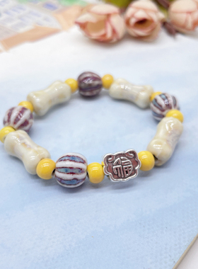 2024年新款陶瓷新中式复古串珠手链ins骨头设计感高级闺蜜手串