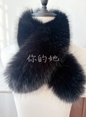 秋冬韩版新款纯色毛毛围脖女仿皮草狐狸毛加厚保暖围巾百搭毛领子