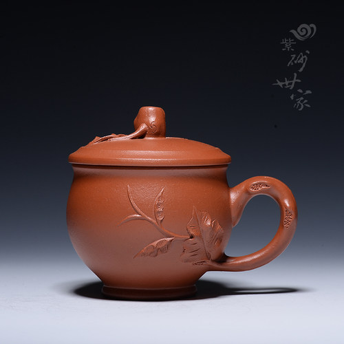 宜兴紫砂杯小泡茶杯办公杯大红袍全纯手工带盖主人杯功夫茶具盖杯 - 图2