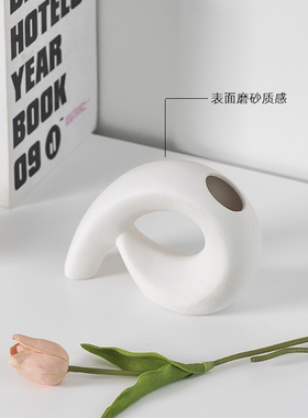 北欧简约高级感陶瓷花瓶摆件插花