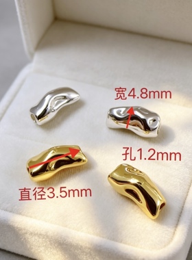 316钛钢精工真空镀18K金银色骨头隔珠水晶手链diy饰品配件材料