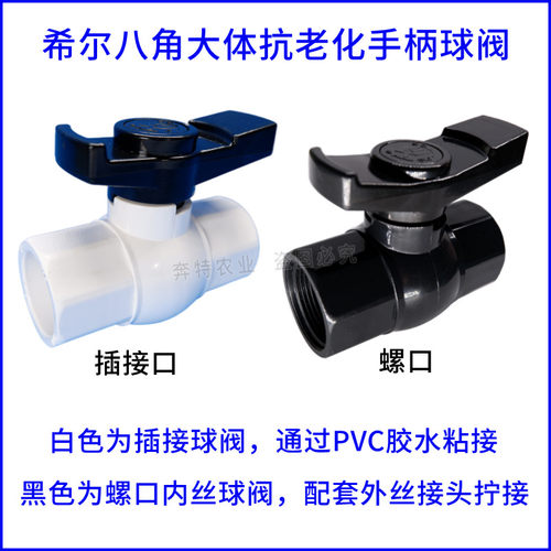 PVC球阀开关 20 25 32 40 50 63 75 90 110 平口4寸 螺纹丝口阀门 - 图0