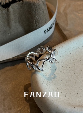 S925纯银复古荆棘食指戒