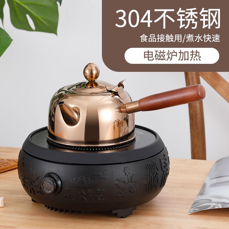 304不锈钢茶壶平底功夫茶泡茶壶加厚户外烧水壶家用花茶壶小水壶 - 图0