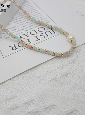 轻奢天然石项链女小众设计锁骨链