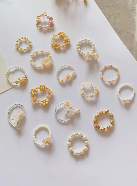 可可栗子 原创设计新款手工制作串珠指环时尚简约百搭饰品戒指