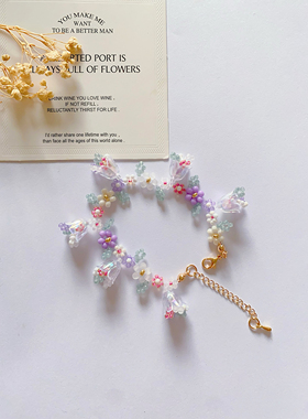 芝士蓝莓 新款手工制作串珠手链清新女孩时尚简约百搭饰品手机链