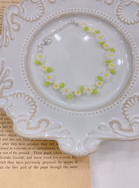 原创设计手工串珠手链【清晨茉莉】小清新少女感简约百搭花朵手串