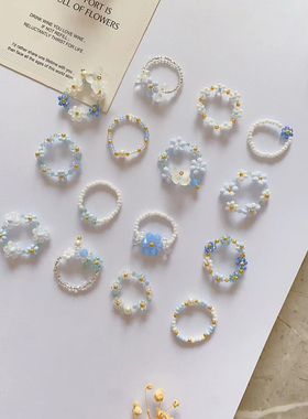 海盐奶酪 原创自制串珠戒指多巴胺彩色复古清新指环叠戴配饰戒指