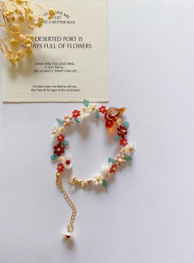 糖炒栗子 2025秋冬新款手工制作串珠手链时尚复古百搭饰品手机链