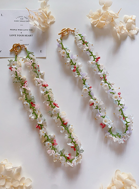 玫瑰豆沙原创设计手工串珠手机链diy自制手链温柔豆沙色百搭项链