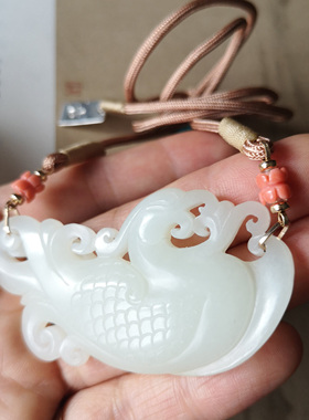 [观心]和田玉仿古凤凰玉佩绳项链