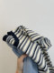 Bm style ~ women's right shoulder slimming striped short-sleeved T-shirt