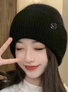 针织帽子女新款秋冬加绒加厚百搭