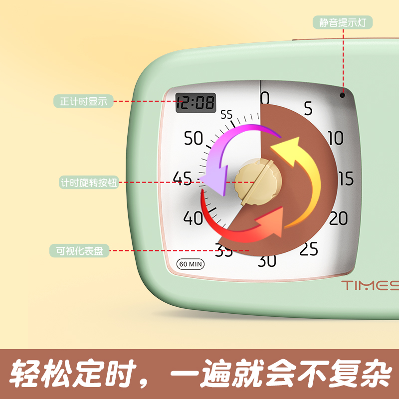 TIMESS可视化计时器时间管理器儿童倒计时学生专用自律小闹钟定时-图1