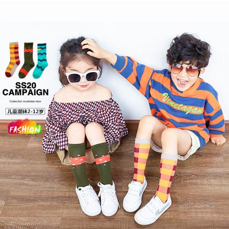 Children S Cotton Socks Boys And Girls Baby Long Tube Tide Socks Hip Hop Cartoon Japanese Korean