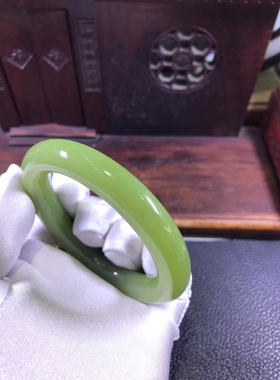 析木黄绿河磨玉胖圆条手镯口径58重72克一手货源性价比超高收藏级