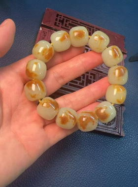 和田玉东北籽料黄白老玉河磨玉手链手串手链厂家直销定制定做正品