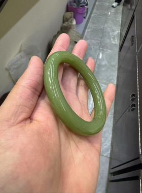 和田玉析木河磨玉椴树林手镯58口女士玉镯镯子定制定做结构均匀