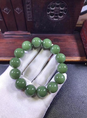 析木河磨玉东北籽料和田玉带皮手镯黄绿肉河磨玉精品手链87克