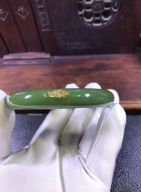 天然和田玉东北籽料透闪石玉手镯析木绿河磨玉57口圆条手镯65克