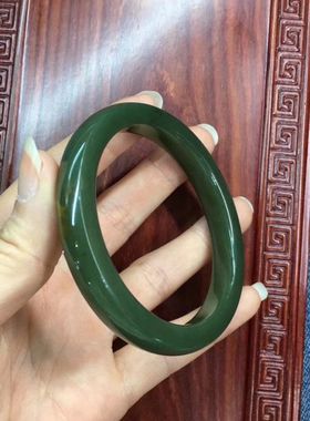 纯天然细条绿色口径手镯