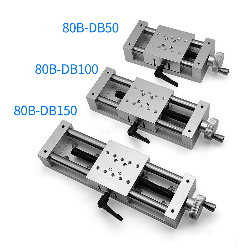 80宽承重型滑台手动精密位移台迷你位移工作台X轴工作台手动滑台-图2
